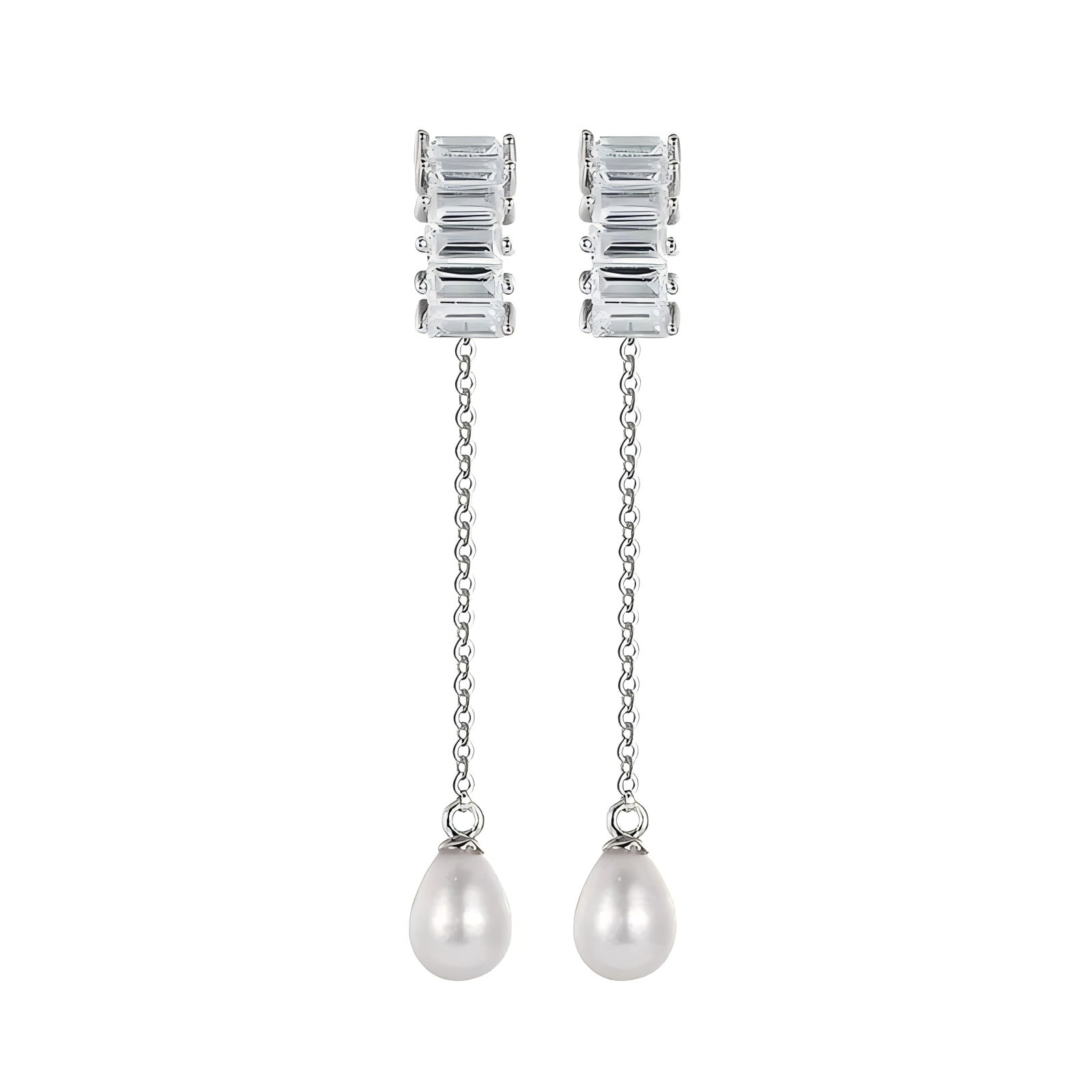 S925 silver long temperament design tassel freshwater pearl earrings (1 of 4)