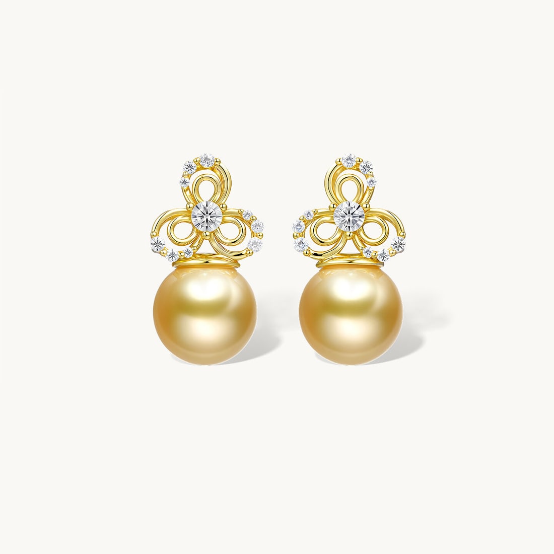 S925 Silver South Sea Golden Pearl Earrings: These earrings are crafted from S925 silver, featuring South Sea golden pearls that exhibit natural luster and elegance. The round pearls measure 10-11mm in diameter, perfect for daily wear or special