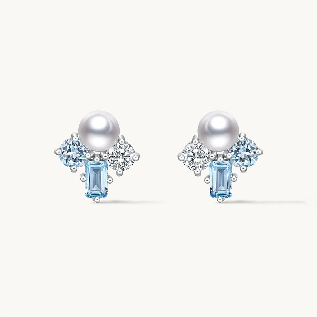 S925 Silver Seawater Pearl Earrings: These earrings feature a simple design that highlights the natural luster of seawater pearls, complemented by topaz and moissanite for an elegant touch. The exquisite silver setting perfectly accentua