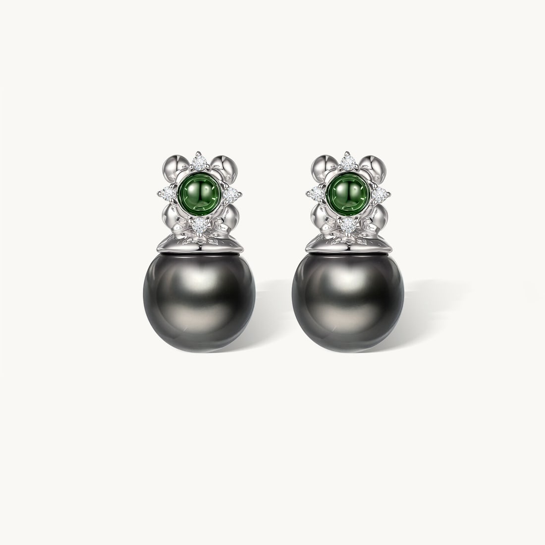 S925 Silver Tahitian Saltwater Black Pearl Earrings: These earrings feature Tahitian saltwater black pearls, showcasing natural luster and elegance. The near-round shape of the pearls complements the S925 silver setting, suitable for various occasions. 