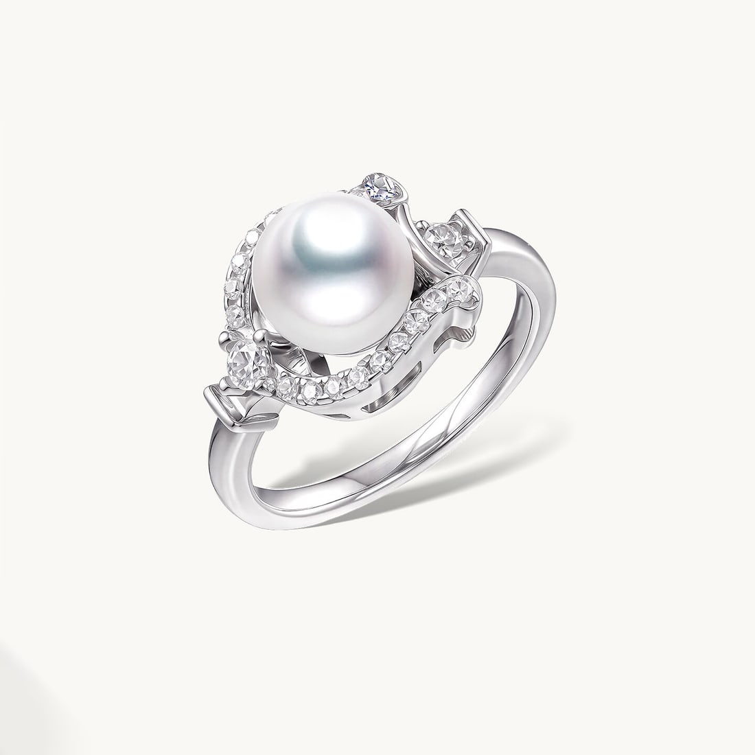 S925 Silver AKOYA Seawater Pearl Ring: This ring features elegant S925 silver inlayed with a lustrous AKOYA seawater pearl, showcasing a perfect blend of classic and modern style. The pearl's luster complements the silver's shine, suitable
