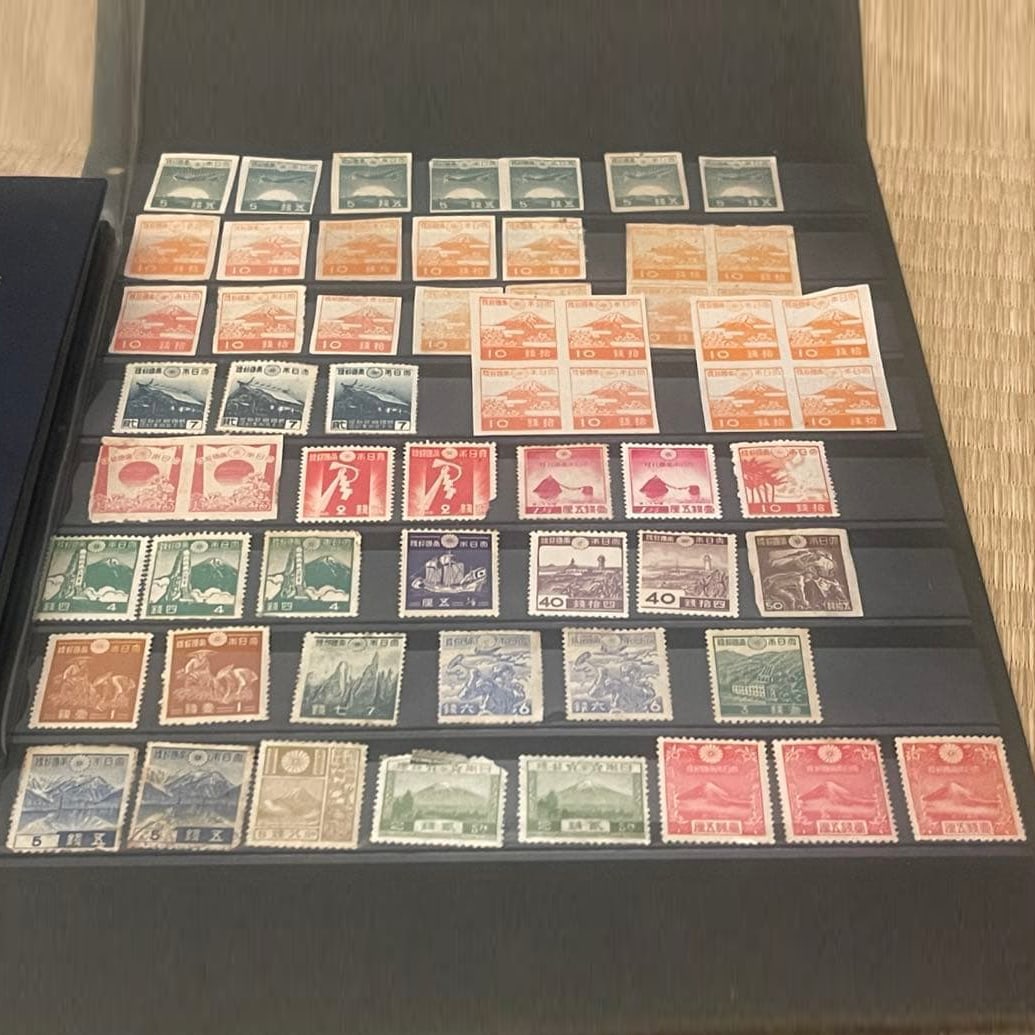Japanese Imperial Post, One Thousand Yen Denomination Stamp, New Year Stamp, Fuji Deer: These are postage stamps issued by the Imperial Japanese Post, denominated in sen. Several items are near mint or in excellent condition. Please review the contents and condition of the items in the