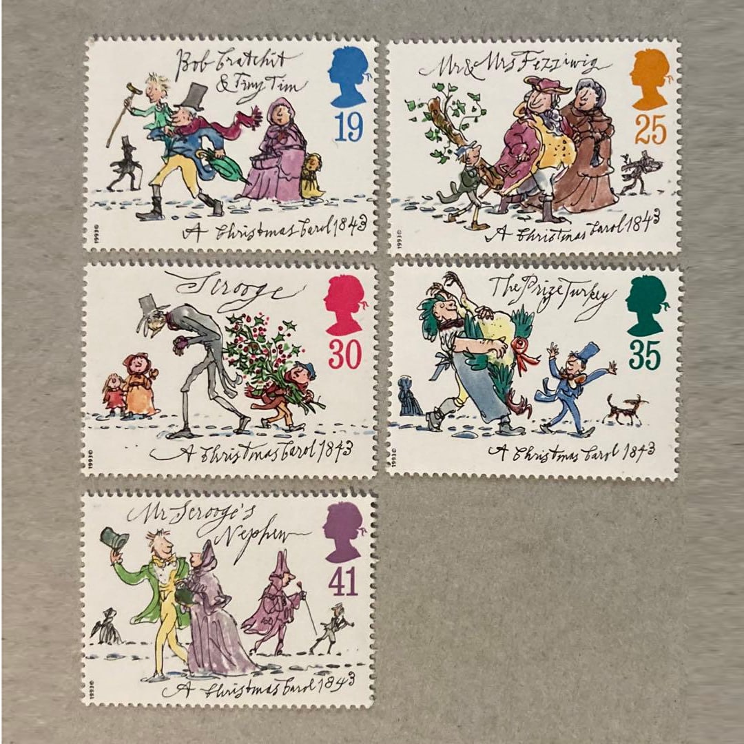 Unused foreign stamps, United Kingdom, set of 5, Christmas edition.: Unused foreign stamps, United Kingdom, set of 5, Christmas edition.