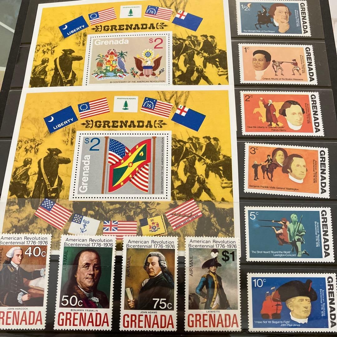Grenada: United States Bicentennial: This set of vintage Grenada stamps was issued to commemorate the 200th anniversary of American Independence, featuring historical figures. Country: Grenada Theme: Commemoration of the 200th Anniversar