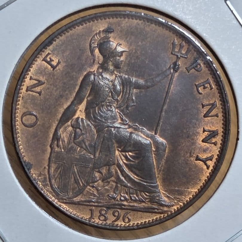 (Rare) 1896 Queen Victoria Old Head Penny Copper Coin (1 of 19)