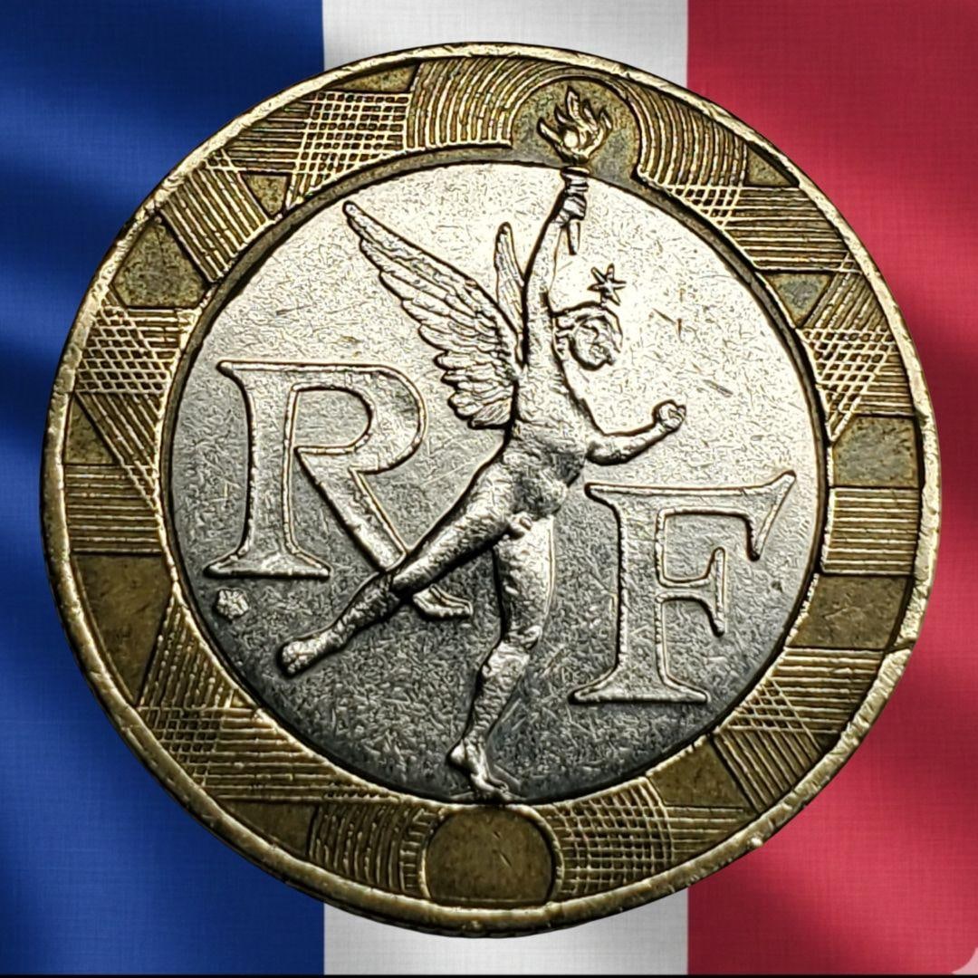 French Antique Bimetallic Bastille Guardian Angel Statue, 10 Francs, 1990. (1 of 7)