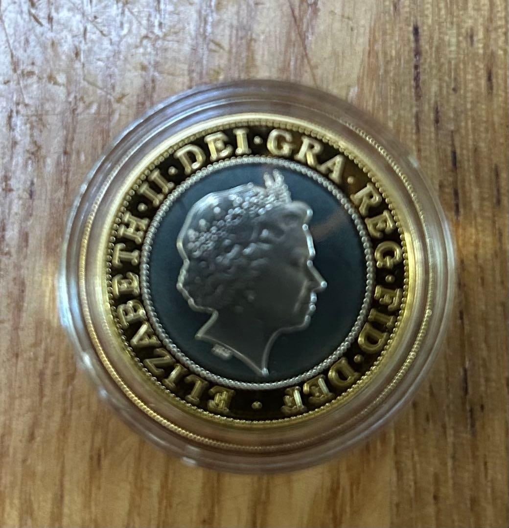 Two-pound coin with spider web pattern - 2