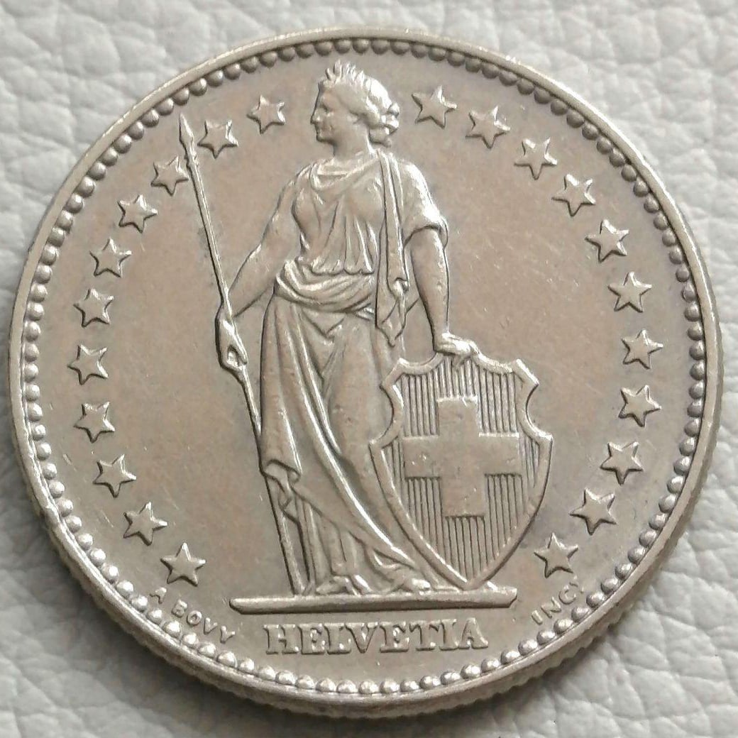 1968 Swiss Confederation 2 Francs Coin (1 of 6)