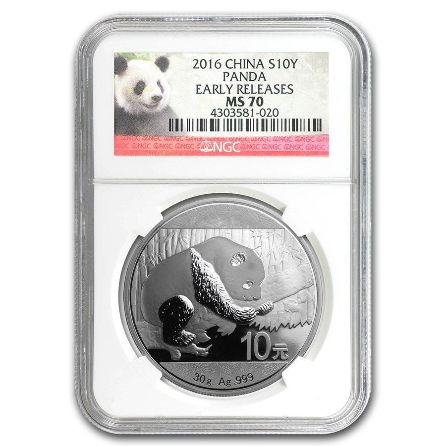 Accompanied by a Certificate of Authenticity and Grading Box/2016 (Brand New) China "Panda" 30g Pure: Product Name: 2016 (New Edition) China "Panda" 30g Silver Coin NGC MS70 (Early Release) Purity: 99.9% Pure Silver Weight: 30g Condition: Uncirculated/Brand New (NGC MS70) Dimensions: 40mm x 2.9mm Incl