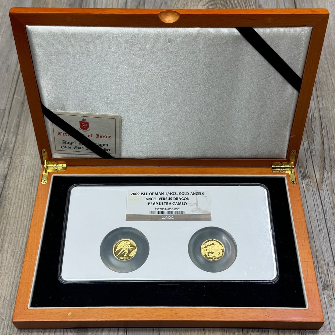 2009 Isle of Man (2 x 1/4 oz) Angel and Dragon Set 1/2 oz Gold Coin NGC PF 69 (1 of 2)