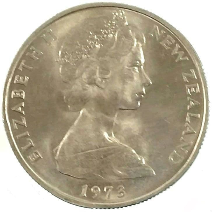 1973, New Zealand, 50 Cent Coin, Copper-Nickel Alloy, Second Portrait of Queen Elizabeth II,: 50 Cent Coin, Copper-Nickel Alloy, 1973, Second Portrait of Queen Elizabeth II, Endeavour, New Zealand. 1973 Edition 50 Cent Coin, Copper-Nickel Alloy, Second Portrait of Queen Elizabeth II. Queen Eli