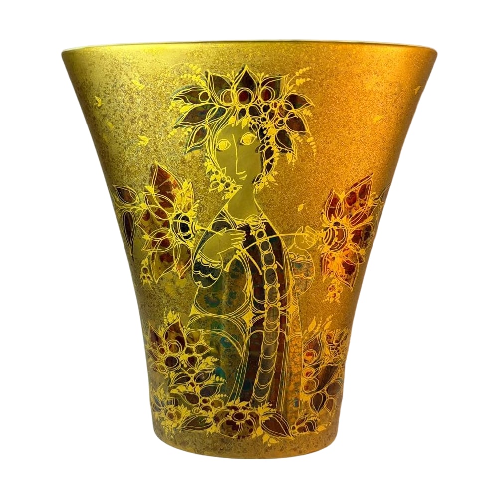 Rosenthal Bj rn Wiinblad Vase: This is a Rosenthal vase designed by Bj rn Wiinblad. It has been stored in the consignor's home and has never been used. The condition is excellent, with no apparent damage.