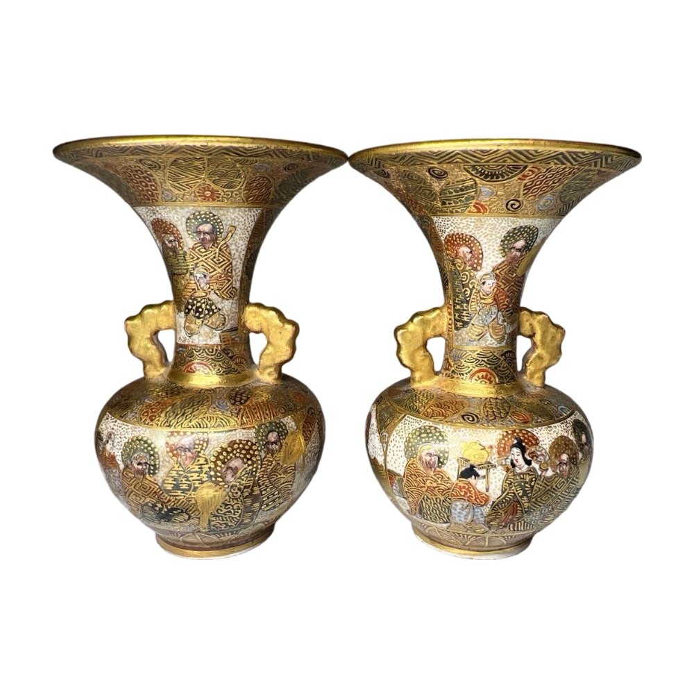 A Pair of Early Meiji Period Satsuma Vases (1 of 16)