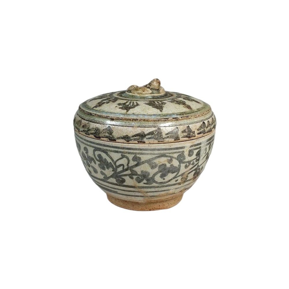 Song Dynasty Celadon Iron-Painted Arabesque Pattern Box (Sunkoroku Kaki Kogo) (1 of 14)