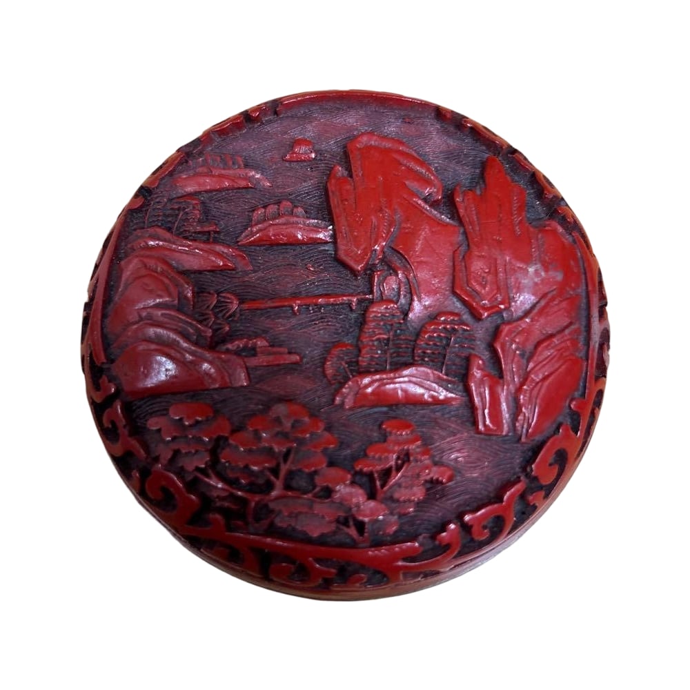 Chinese Art: Carved Lacquer Incense Box, Antique, Chinese Art (1 of 12)