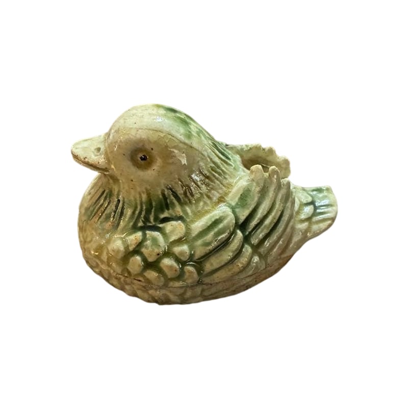 Bird-shaped incense box, ceramic material, tea ceremony utensil, accompanied by a wooden box and (1 of 8)
