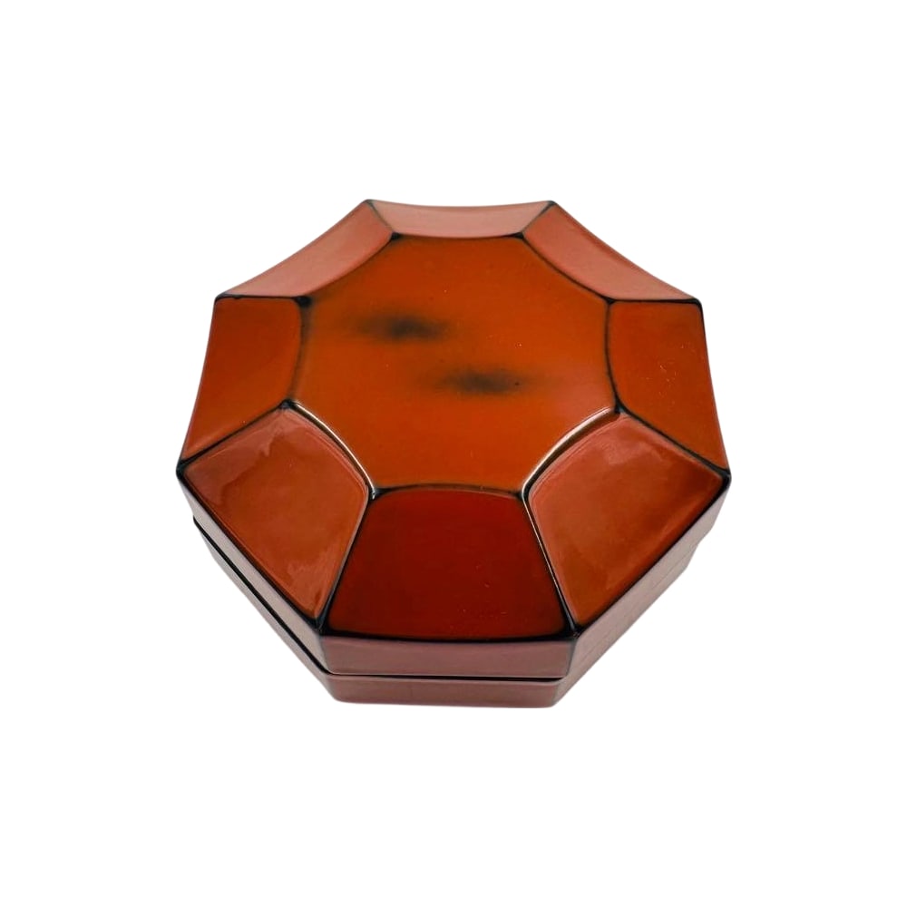 Octagonal Incense Box by Negoroho Seisei, Red Lacquer, with Original Box (1 of 8)