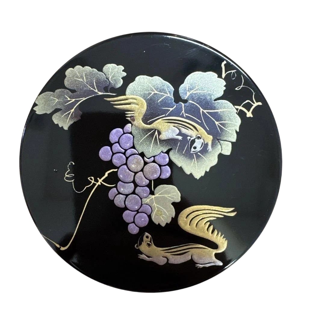 Incense box, grape and squirrel motif, 2.6 inches. (1 of 4)