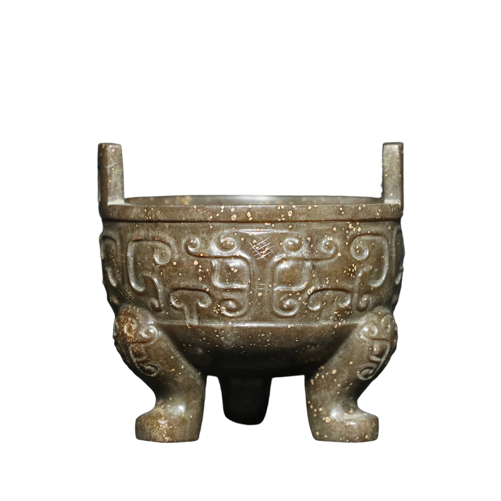 Han Dynasty Hetian Jade Tripod with Taotie Beast Face Pattern (1 of 10)