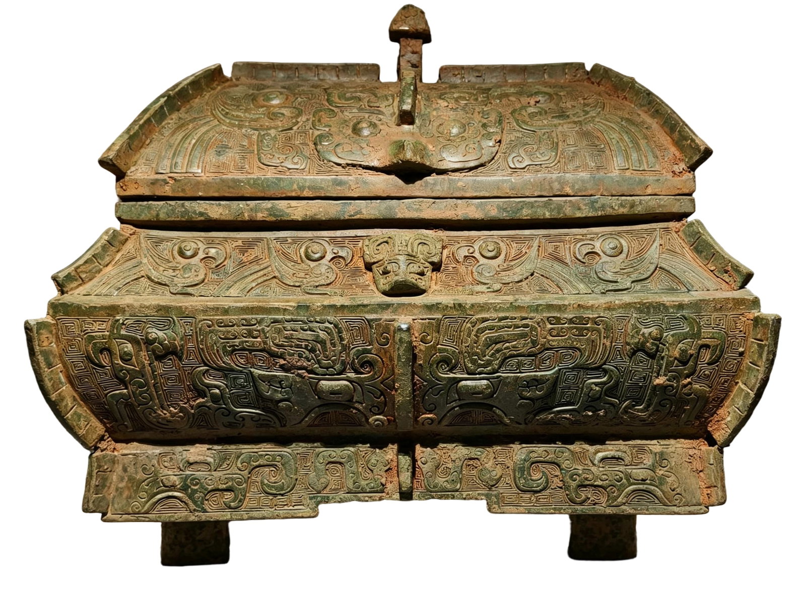 Western Zhou Bronze Rectangular Ritual Vessel with Phoenix Pattern - 4