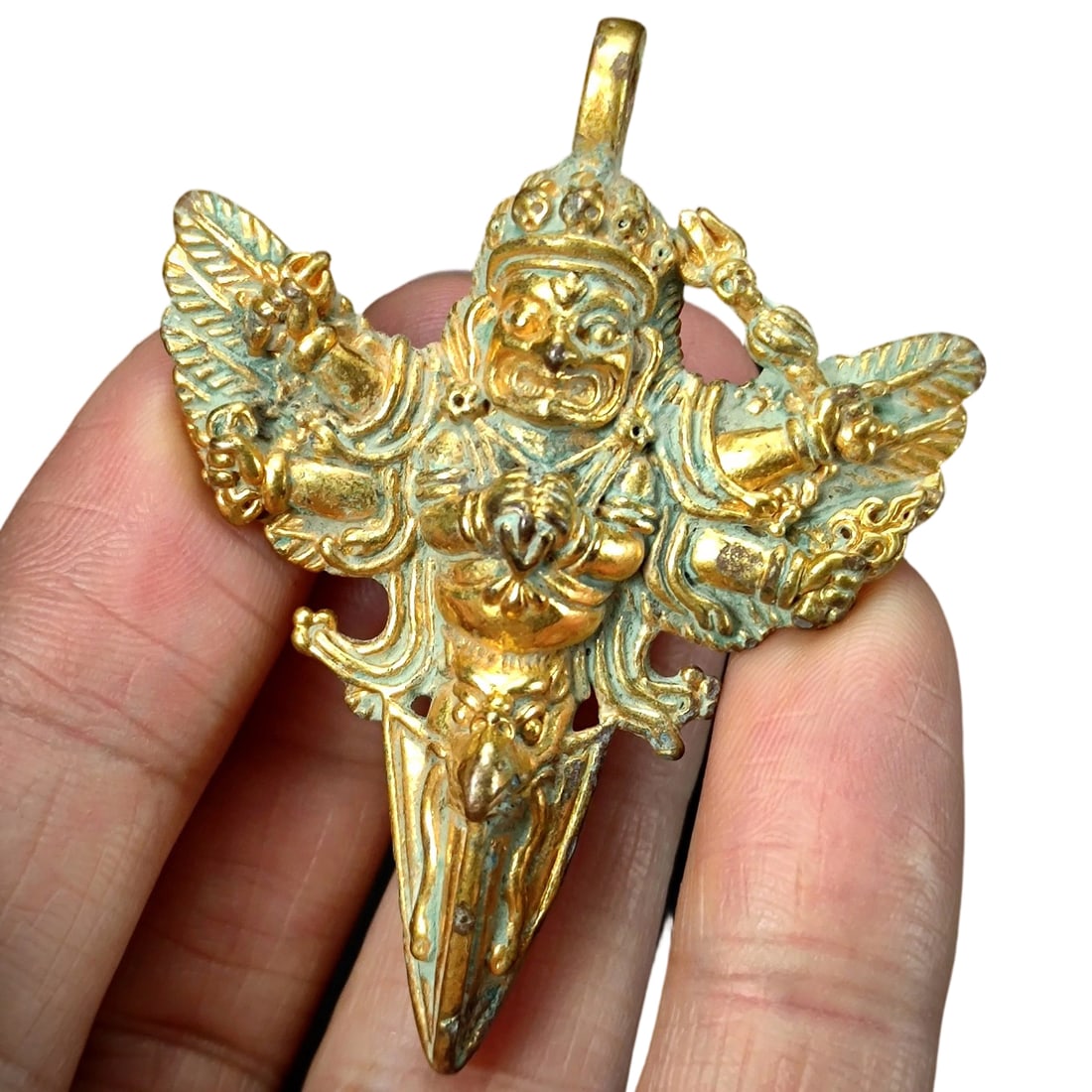 Ming Dynasty Gilt Bronze Mahakala Vajra: This Ming Dynasty gilt bronze Mahakala Vajra is exquisitely crafted, with a thick layer of gilding and a golden hue, making it highly collectible. Mahakala, as a guardian deity, symbolizes