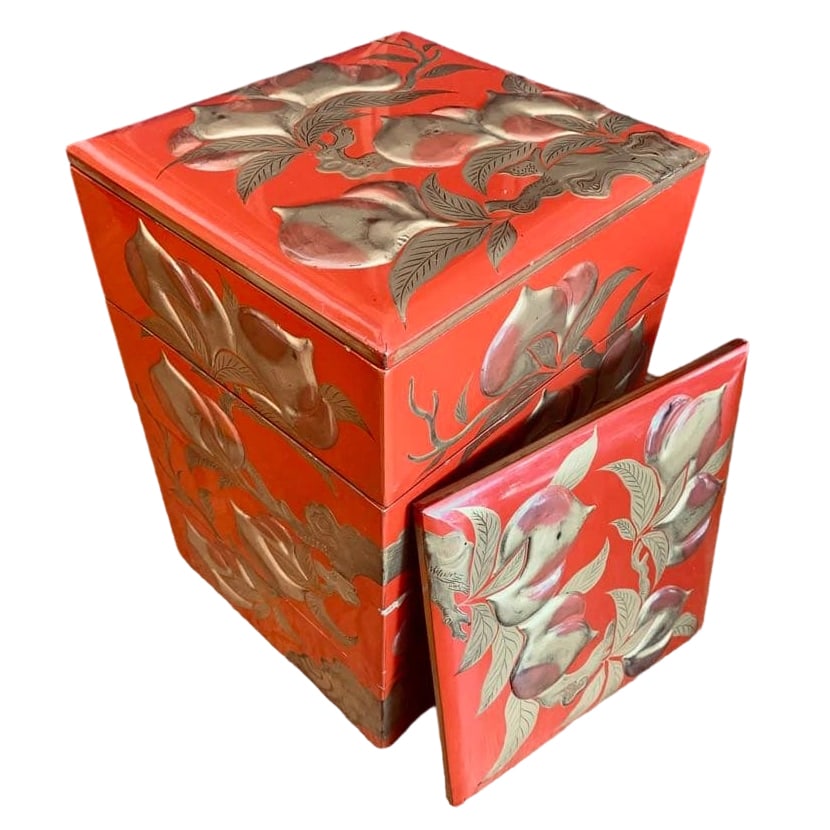 Four-tiered bento box, with original box. (1 of 8)