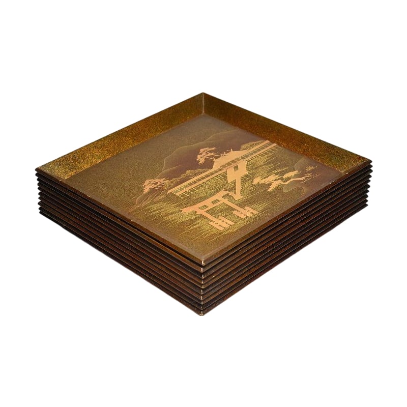 Antique Pear-Skin Lacquerware Trays (Set) (1 of 11)