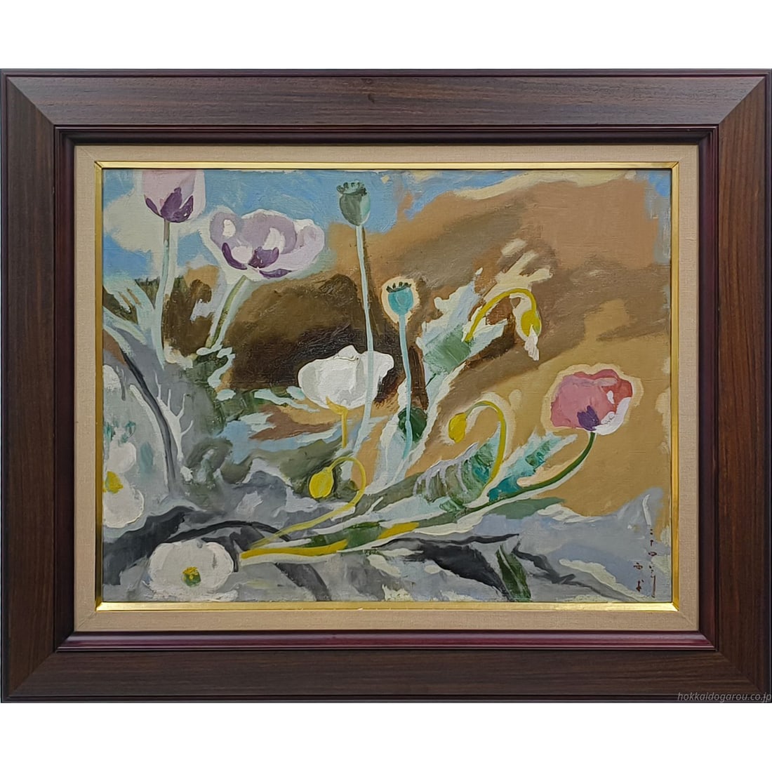 Nishimura Keiyu, "Poppy," oil painting.: This work was created during the precious period before Nishimura Keiyu's departure to France, depicting vivid poppies. Its soft colors are praised as "the colors of wagashi," and the graceful lines a