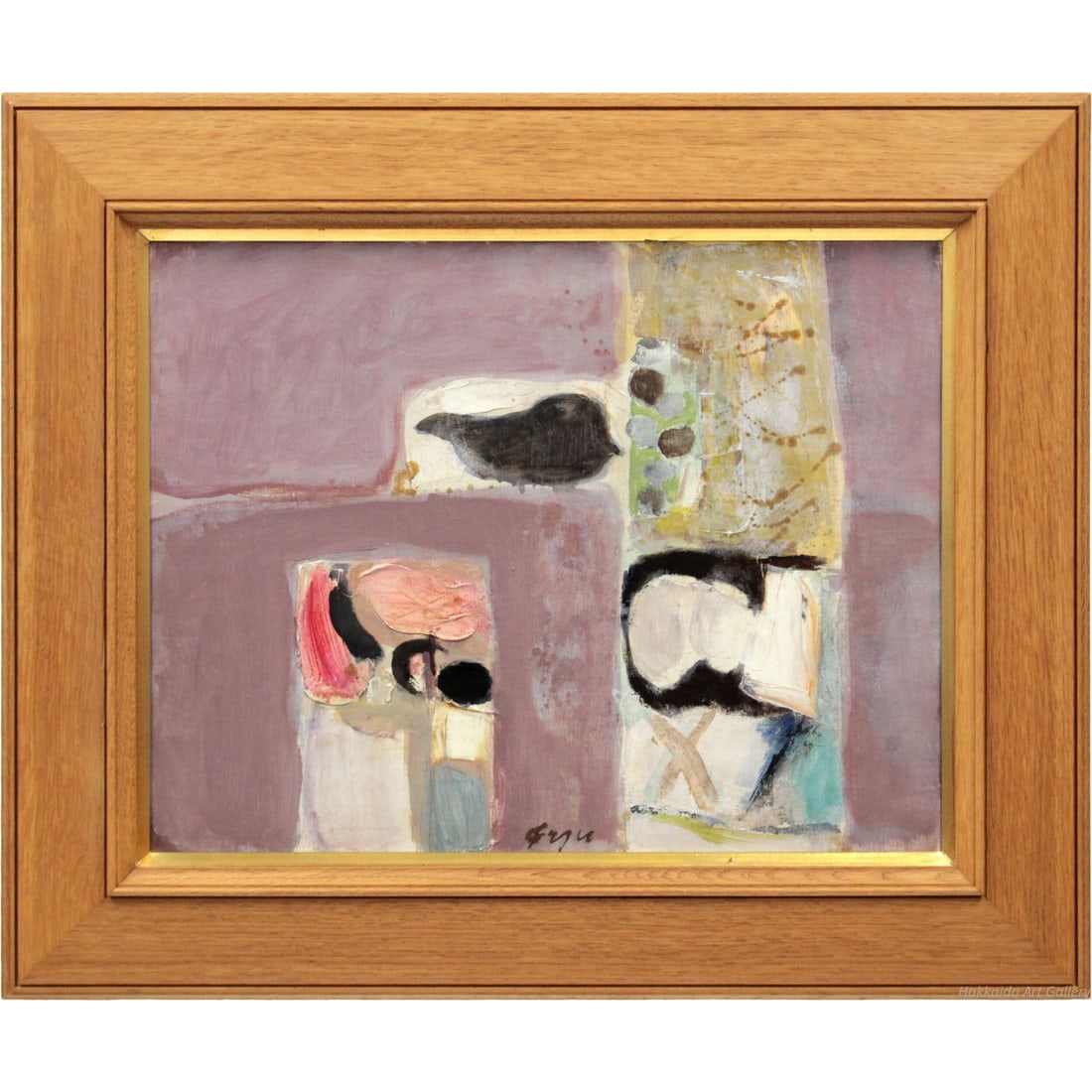 Wakita Kazu, "Sparrow," oil painting.: Like a world of gentle, loving colors, quietly breathing on the canvas. The space interwoven with rich colors and unique forms contains a tranquil poetic quality, allowing one to feel its depth with e