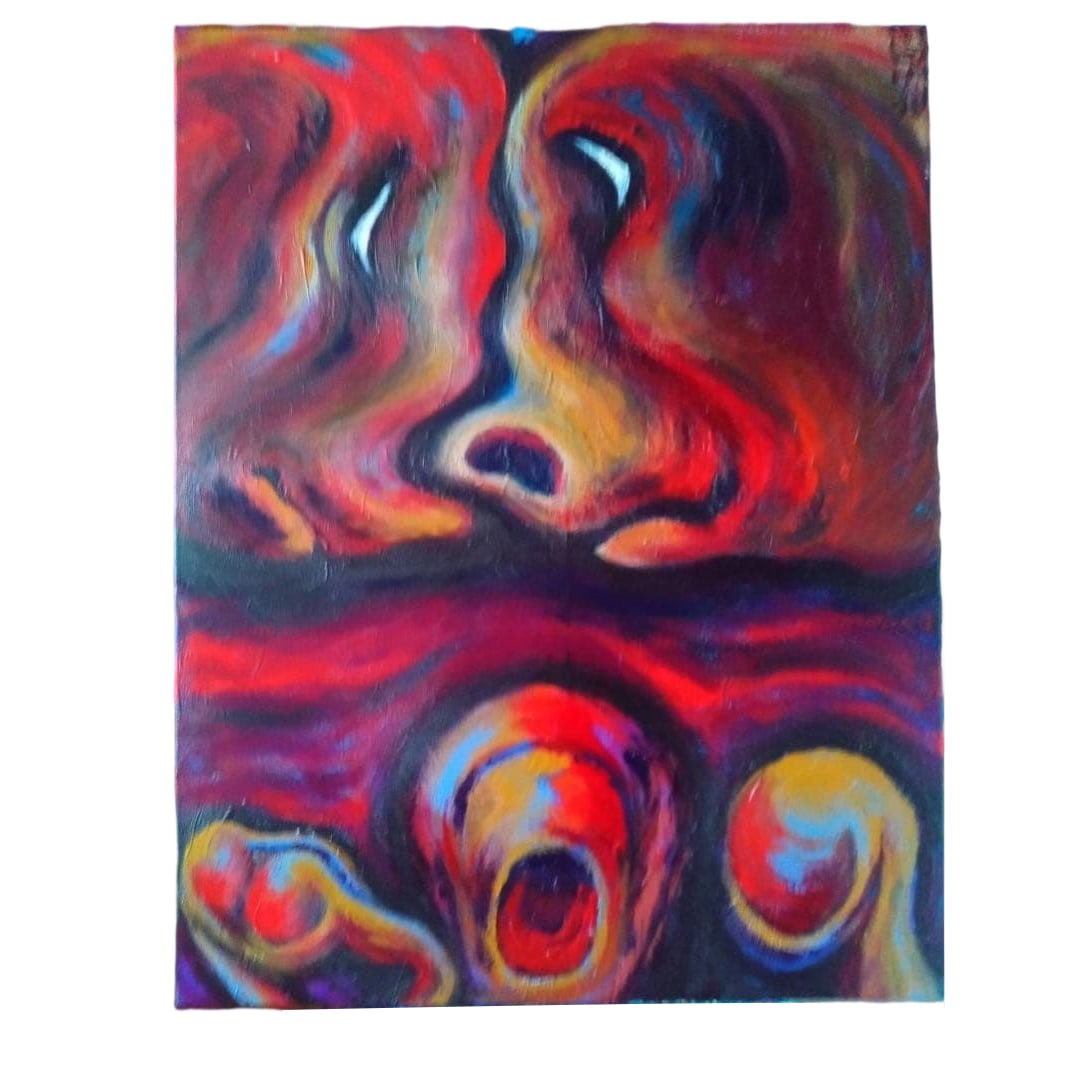 Fugaku Taizen, "The Cry of the Poor," Acrylic Painting (1 of 2)