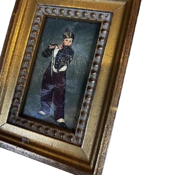 Miniature Painting of Manet's "The Fifer": This is a work by Manet titled "The Fifer." Dimensions: Width: approximately 10.5 cm, Height: approximately 15 cm.