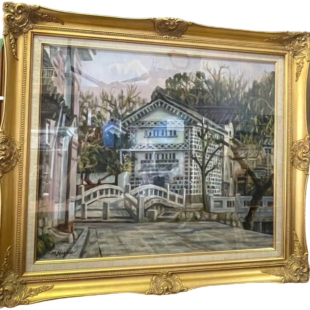 Oil painting by Nagase Masashi titled "Kurashiki Archaeological Museum": Artist Name: Nagase Masashi (Nagase Masashi) (Member of Issuikai) Artwork Title: Kurashiki Archaeological Museum Technique: Oil on canvas (Hand-painted, Direct painting) Creation Year: December 1991 D