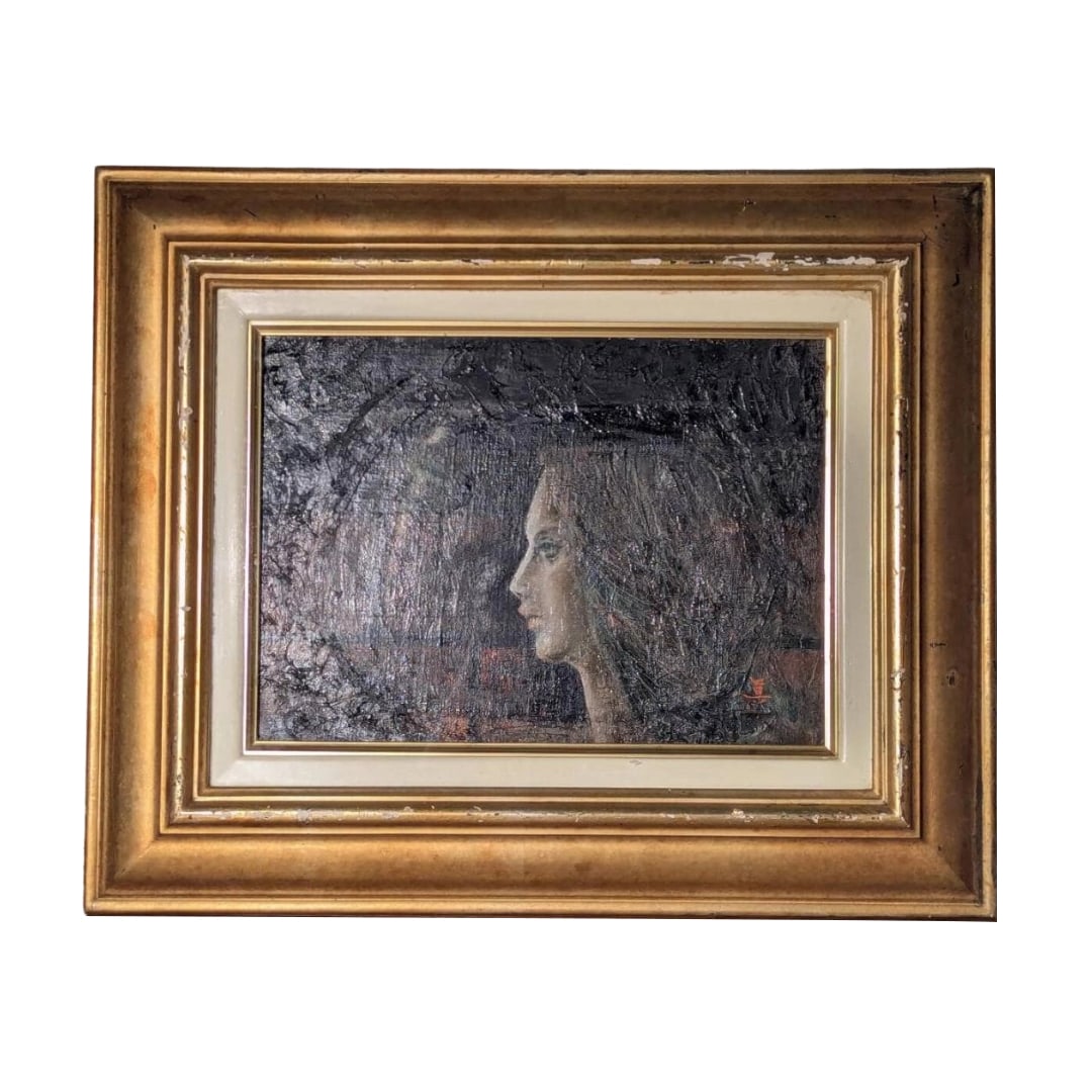 [Authentic Work] Painting by Aoki Mayumi Oil Painting No. 4, Portrait: Frame dimensions approximately 52 x 43 cm Artwork dimensions approximately 34 x 24 cm