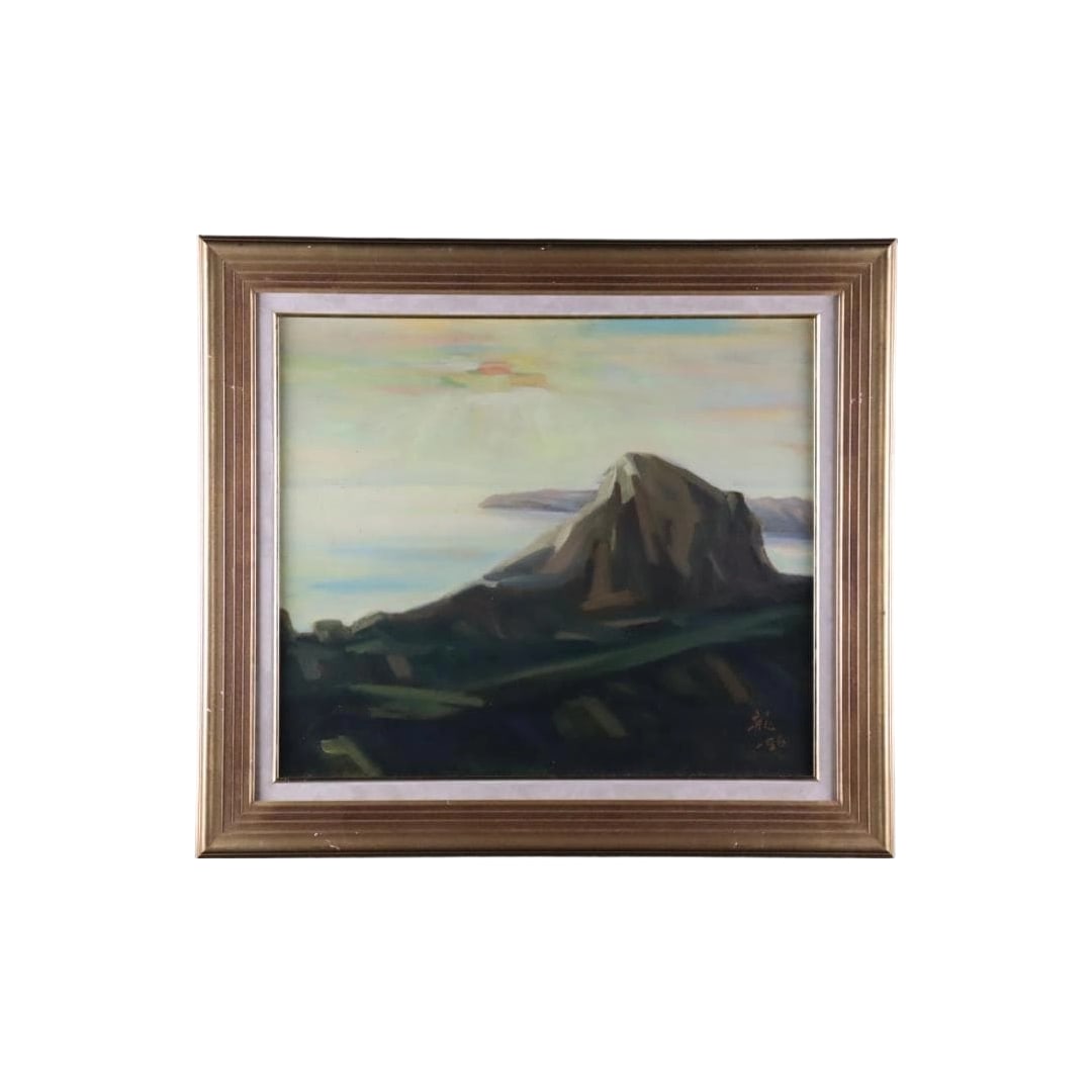 Authenticity Guaranteed: Ryu Shunsuke, Mountain Landscape, Oil Painting No. 10: Frame: Width 67cm, Height 60cm Painting: Width 52cm, Height 44cm
