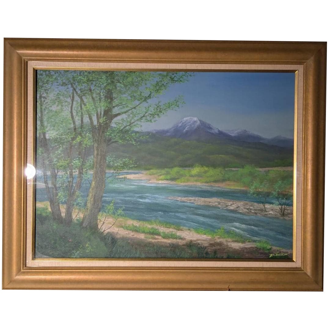 [Authentic Work] Size 20, Hayadegawa and Hakusan, Clear Stream Landscape, Oil Painting (1 of 10)