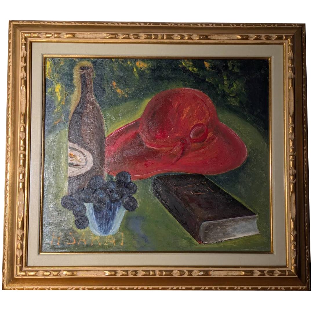 Oil Painting No. 10: Still Life with Red Hat and Grapes (1 of 10)