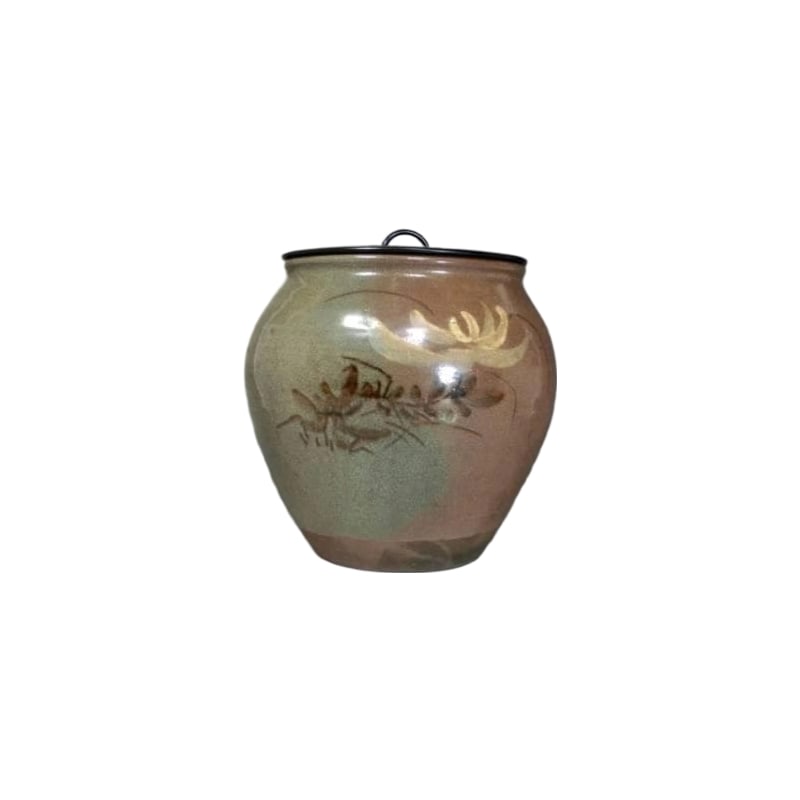 Mizusashi, Antique, E-Karatsu, Seto, Taisho Year 2, Marusho Imai, Chrysanthemum: Water Jar from an Ancient Era, E-Karatsu, Seto, Taisho Year 2, Marusho Imai, Chrysanthemum, AntiqueDue to its age, it is very old and has some wear. No cracks or chips. Dimensions: Width 18.0 x Height