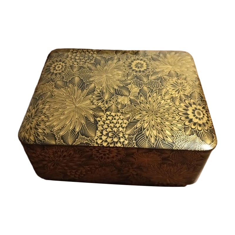 Carved Lacquer Box with Chrysanthemum Pattern, with Cover (1 of 7)