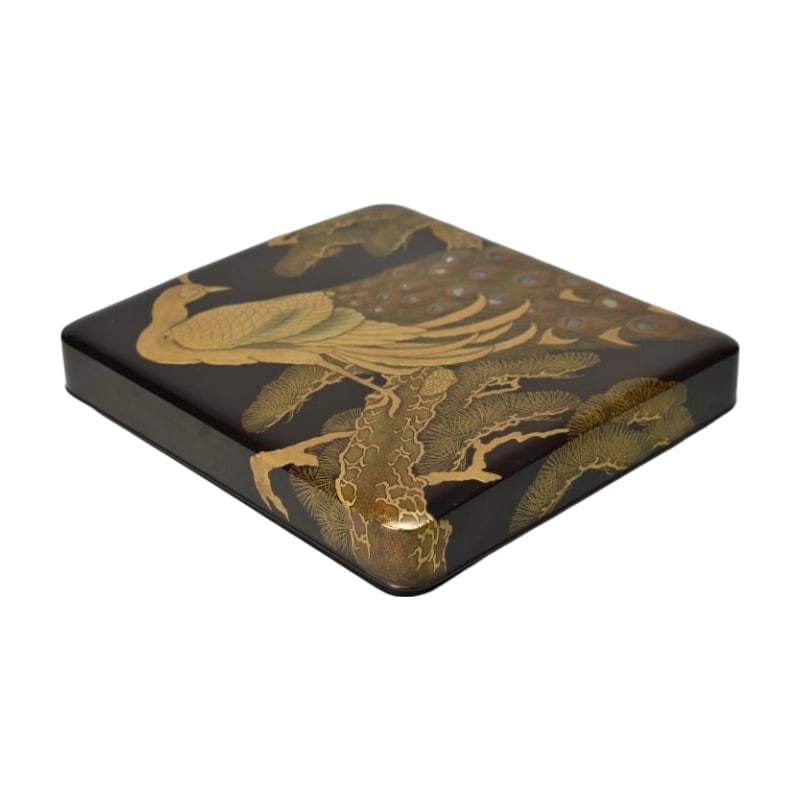 Peacock Maki-e Inkstone Box with Tomobako (1 of 11)