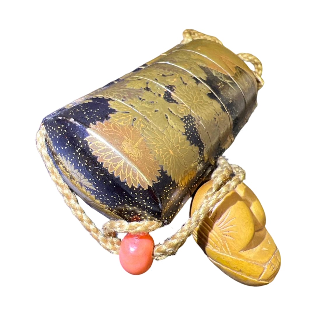 Edo Period Yamada Jokasai Exquisite Maki-e Inro with Wooden Box 76g (1 of 20)