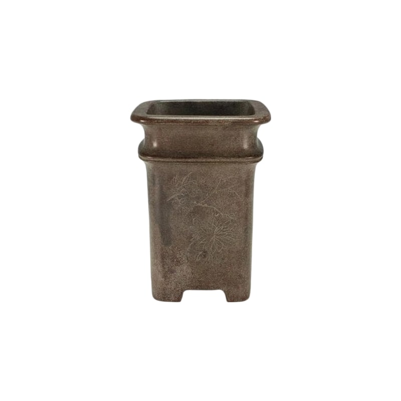 Chinese Art: Tiehua Xuan Zini Inscribed Brush Pot, Scholar's Four Treasures: Chinese Art Tiehua Xuan Zini Carved Inscription Brush Pot The Four Treasures of the Study Dimensions: 11cm x 11cm, Height 15.5cm
