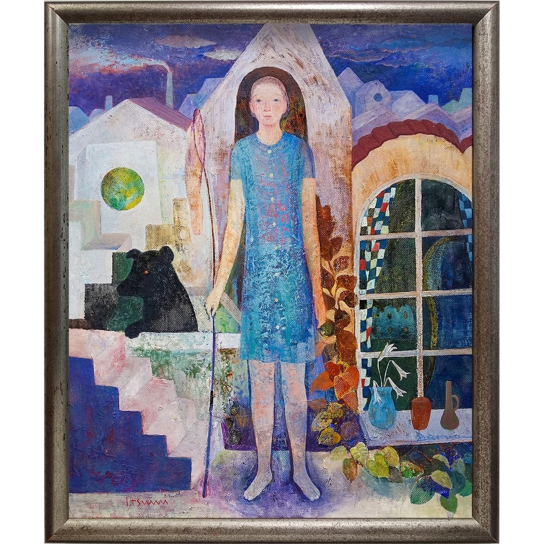 Oil Painting by Yokoe Itsumi, "Natsu no Owari ni" (At the End of Summer), F12 Size, Framed, Portrait (1 of 7)