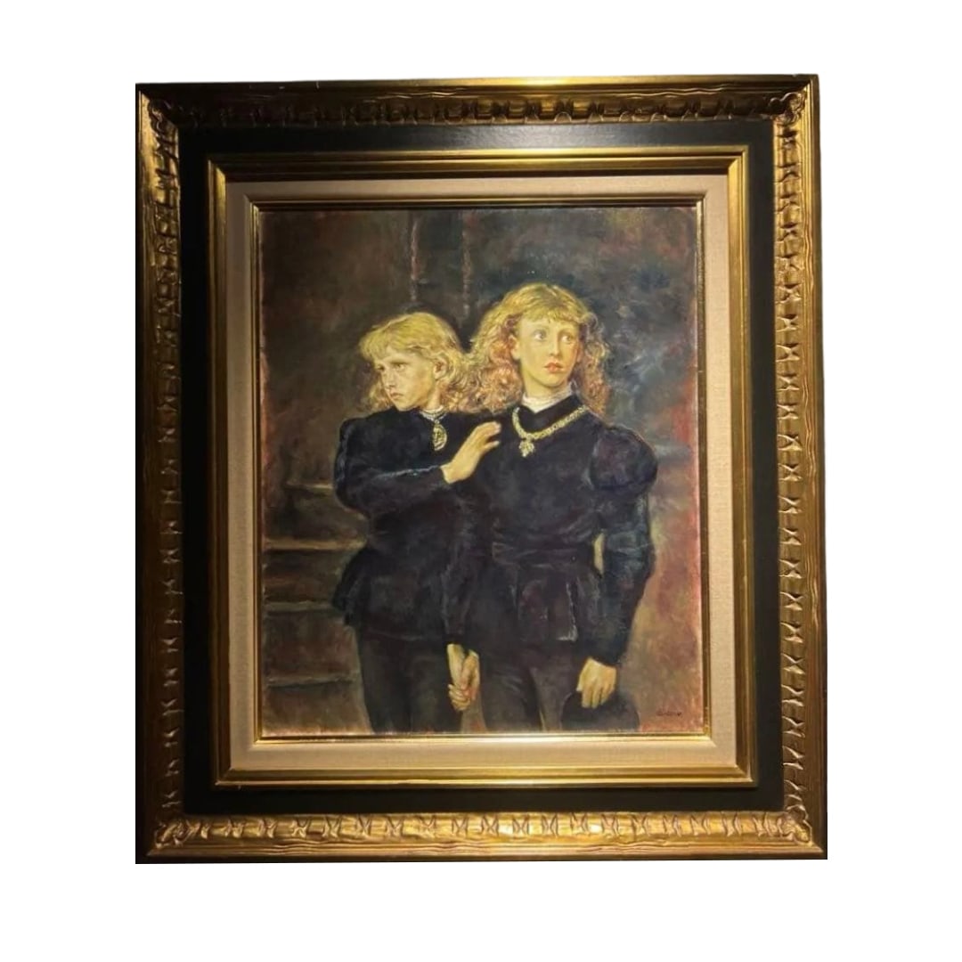 John Everett Millais, Rondon-to no Oji-tachi, Nikuhitsu Yusai-ga: The masterpiece by the Victorian master Millais depicts the tragic moment of the two princes imprisoned in the Tower of London. The anxiety and tension lurking in their innocent expressions are skillf