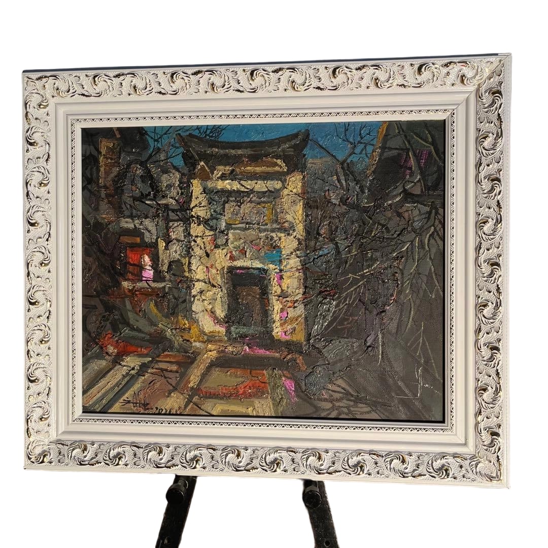 Unshun "Mon" Oil Painting, Framed: Provenance -Seven years ago, the consignor visited a museum in Inner Mongolia to view the works of Mr. Wen and had the fortune to meet him in person. After much effort, they were able to acquire his w