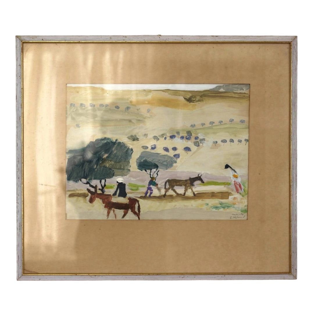 Eric Hoglund "Kureta-to no Nosagyo" Aburae: 1. Erik H glund's Hand-Painted Oil Painting This is a unique item, even more valuable than limited edition lithographs. Erik H glund is strongly recognized as a glass artist in Japan, but he first deb