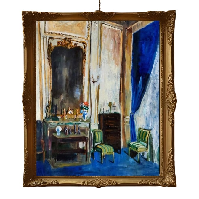 73x91 cm "House on Rue de Viergejuste" F30, Original Oil Painting: Size: F30 91.0x72.7x2 cm Medium: Oil painting on canvas Date of Creation: 2016.5.30 Signature Location: Back Artist: Kaiga no Mise Akachan The frame shown in the image is not included.A string is atta