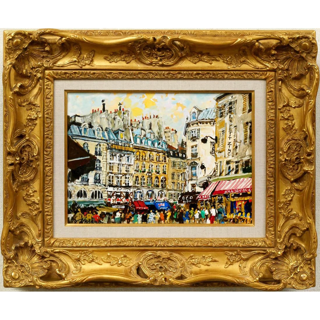 Kodama Yukio, "Morning Market on Rue de Seine (Paris)," oil painting. (1 of 10)
