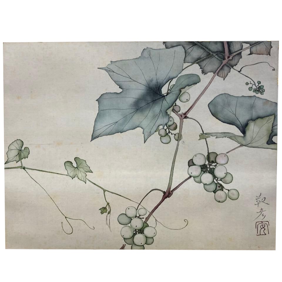 Yasuda Yukihiko "Budo" Painting, Silk Hanging Scroll: Yasuda Yukihiko "Grapes" Painting on Silk, Hanging Scroll, Tomobako, Double BoxDescription Yasuda Yukihiko February 16, 1884 (Meiji 17) to April 29, 1978 (Showa 53) Japanese painter and calligrapher f