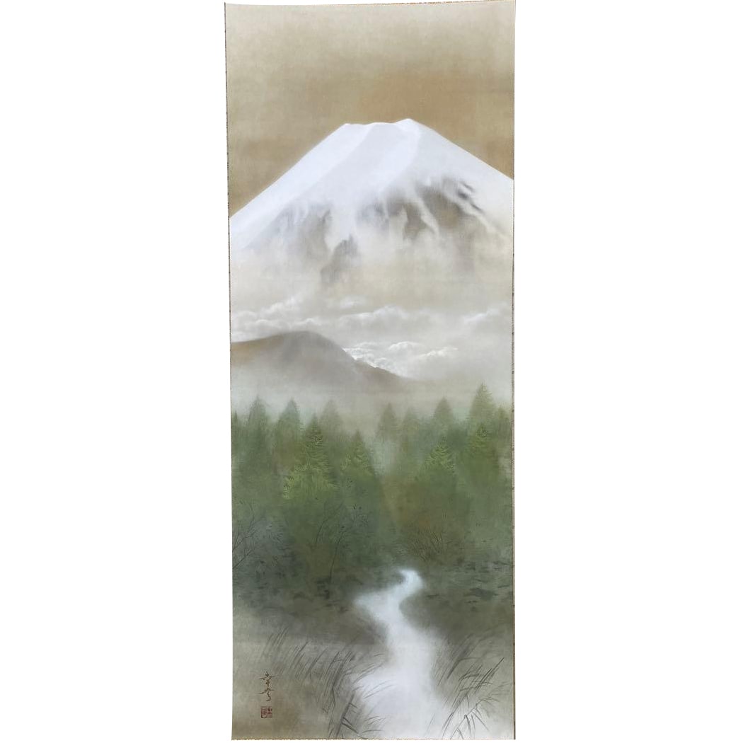 Nakagawa Yukihiko "Fuji" Kakejiku: Nakahara Yukihiko, "Fuji" - Auspicious Motif, Original Box, Featured in Art AnnualDimensions 197 x 58 cm