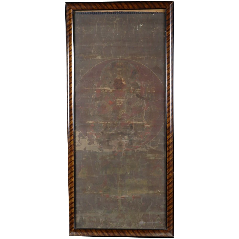 Thangka "Aizen Myo-o" Hand-painted on Silk: Thangka "Aizen Myo-o" Hand-painted on Silk Japanese Painting Buddhist ArtDimensions(Painting) Vertical: approx. 83cm Horizontal: approx. 35cm (Frame) Vertical: approx. 89.5cm Horizontal: approx. 41cm 